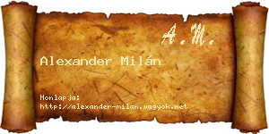 Alexander Milán névjegykártya