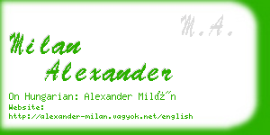 milan alexander business card